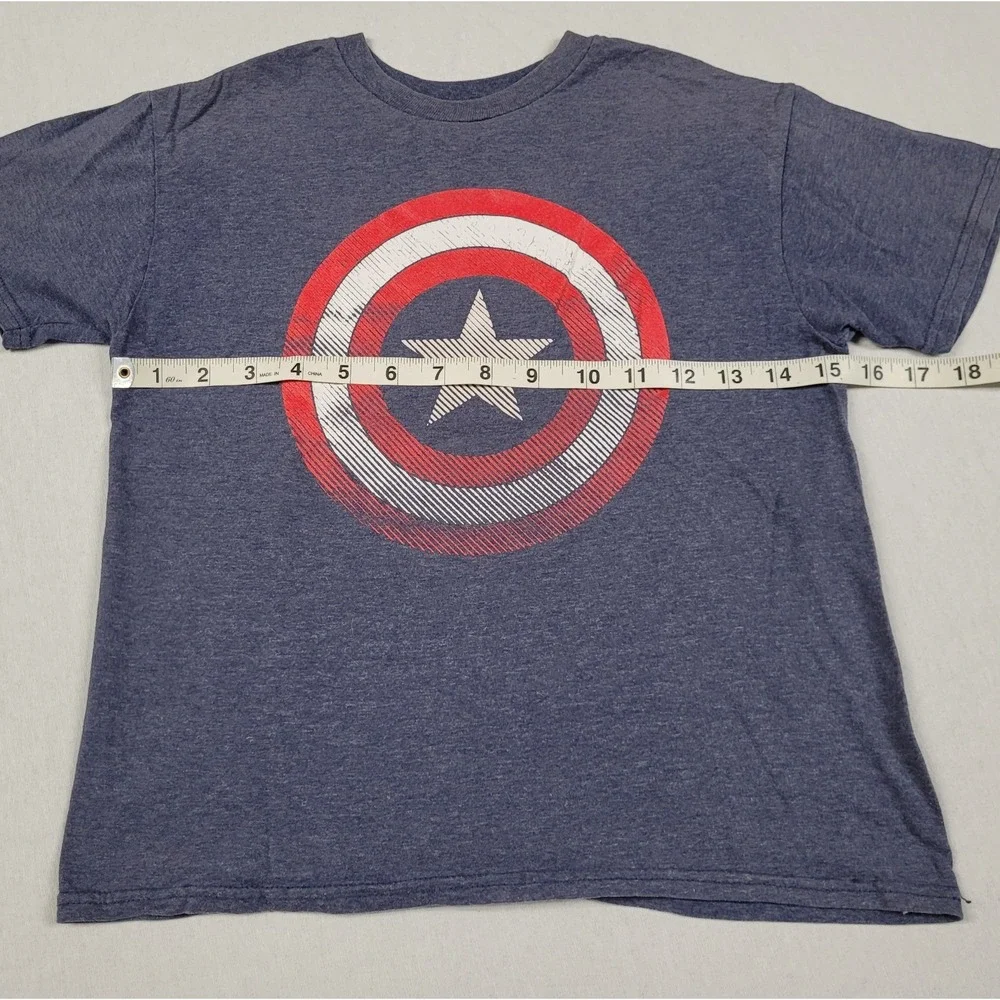 Marvel Captain America Distressed Shield Logo Blue Graphic T-Shirt Boy's Size XS